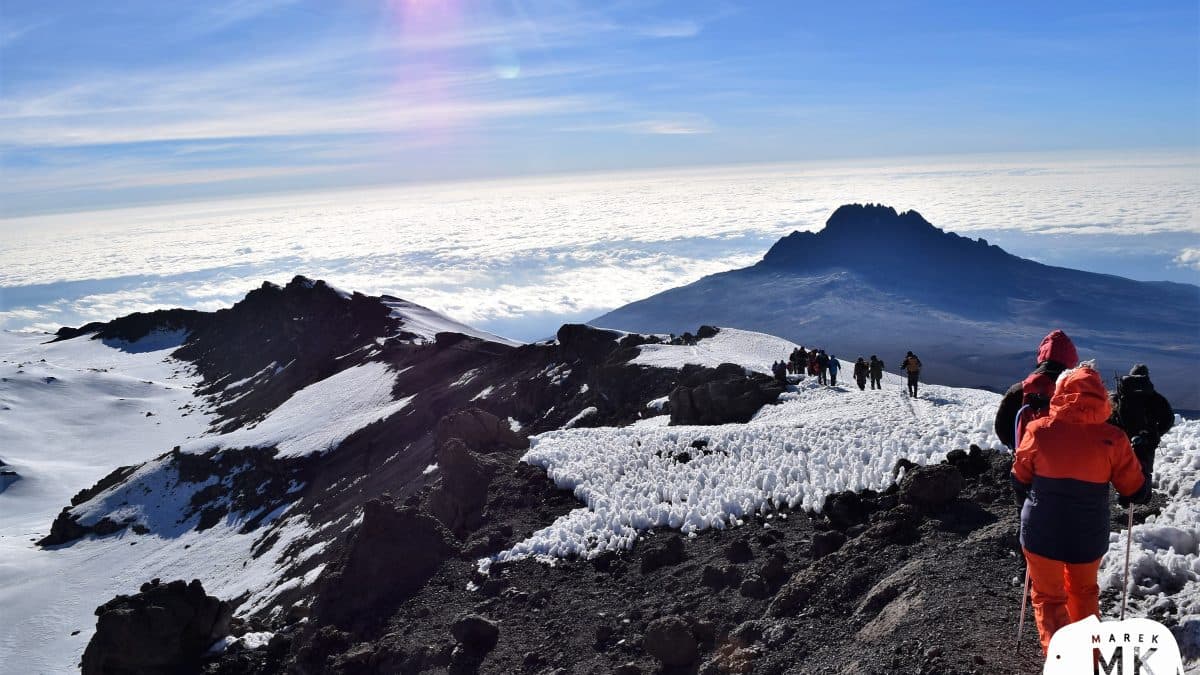 Zasněžený vrchol Kilimandžára, Uhuru Peak, Tanzanie